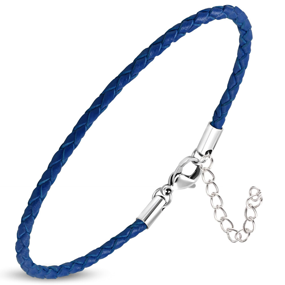 Zense - Bracciale da uomo in pregiata pelle blu ZB0243