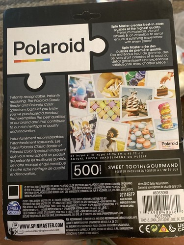 Polaroid 500 Piece Puzzle Sweet Tooth In Nostalgic Tin Camera Looking Container - Picture 2 of 2