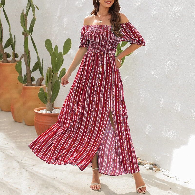 BOMEA - Boho Stripe Long Sleeves Dress main image 1