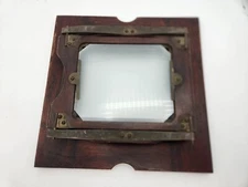 Vintage Wooden 3x4" Film Holder Camera View Back 7 3/8"x7 3/8" w/ Ground Glass