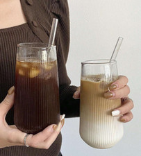 2 x Tall Latte Glasses Iced Coffee / Chocolate Glass Cups Mugs 500ml