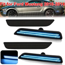 4PC Smoked Front Rear LED Side Marker Light For Ford Mustang 2010 2011 2012-2014