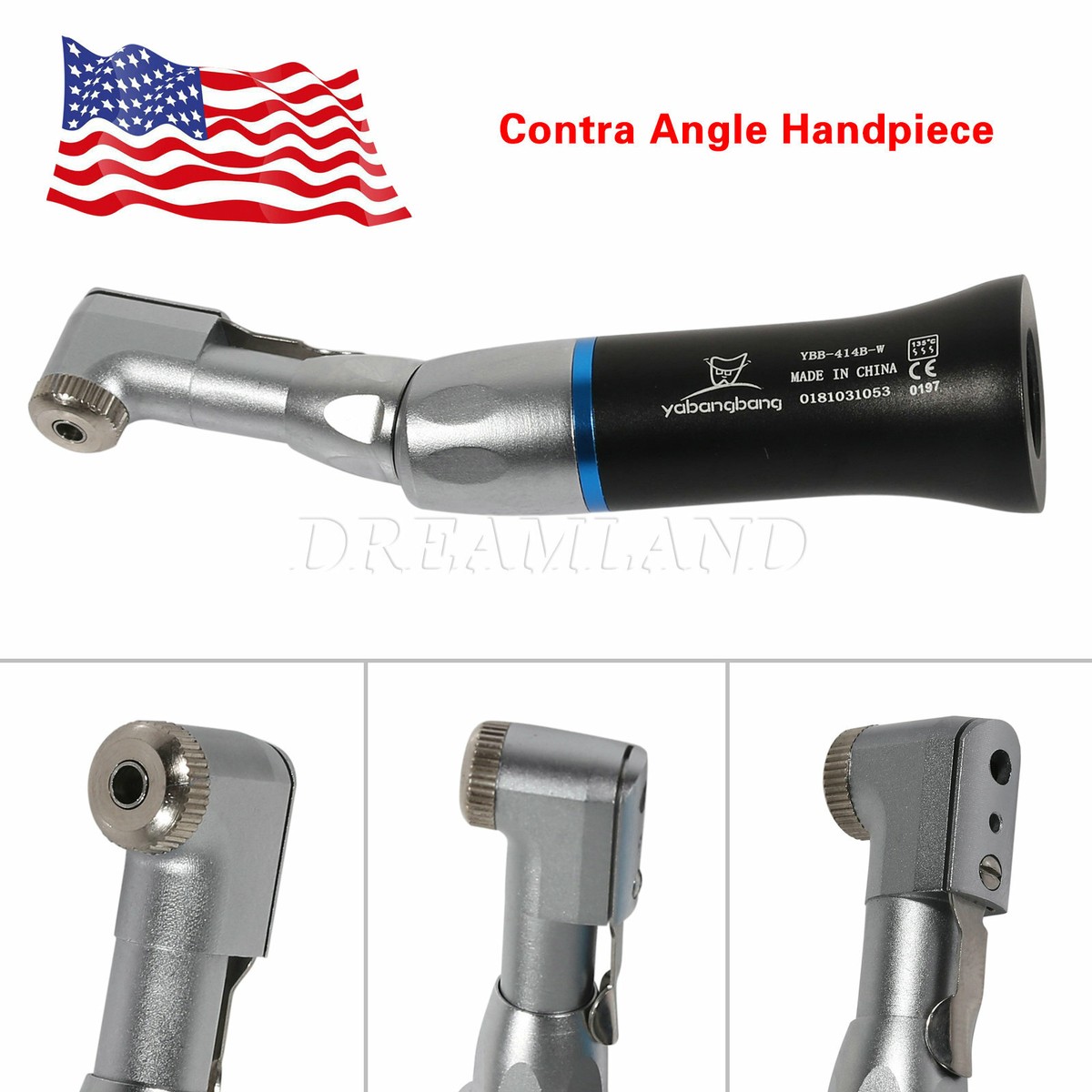 Seasky Dental Slow Speed Contra Angle Handpiece – E-Type 1:1, Latch Bur, 5-Pack, External Spray