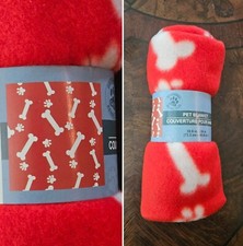 GKC Red Paw Pet Fleece Throw Crate Blanket Standard 28.5" X 24" Dog Cat Animal