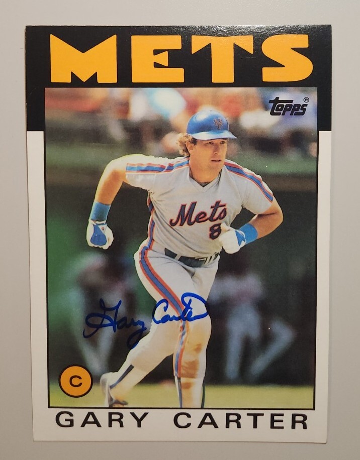 Gary Carter Signed 1986 Topps Super 5x7 #19 JSA COA Autograph Mets HOF
