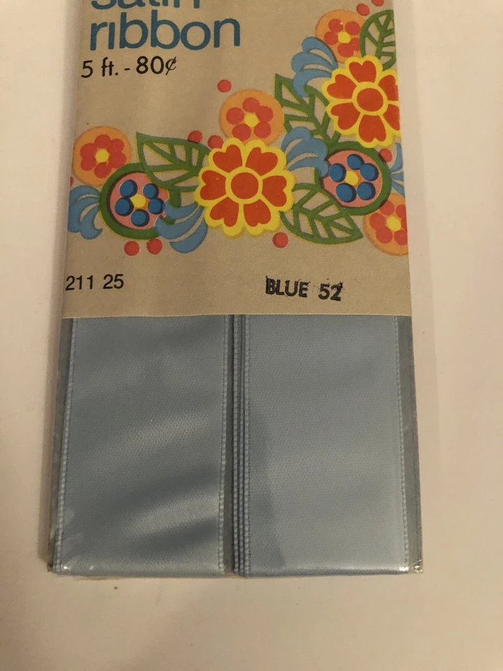 Cinta de satén Wrights Carefree vintage 7/8 de ancho-5 pies azul 52 Foto 3 de 4
