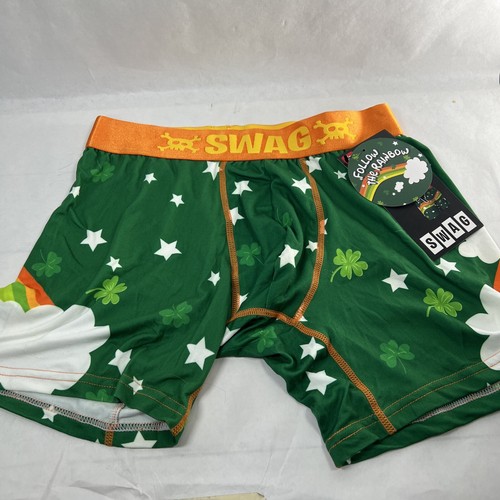2 SWAG Lucky Leprechaun Pot Of Gold Rainbow St. Patrick's Day Boxers Men's S - Picture 3 of 17