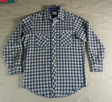 Vintage 60s 70s Sears Flannel Plaid Work Shirt M Hunting Acrylic