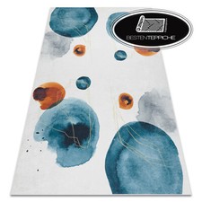 Modern Wash Rug ANDRE Non Slip Abstraction, White / Blue Practical