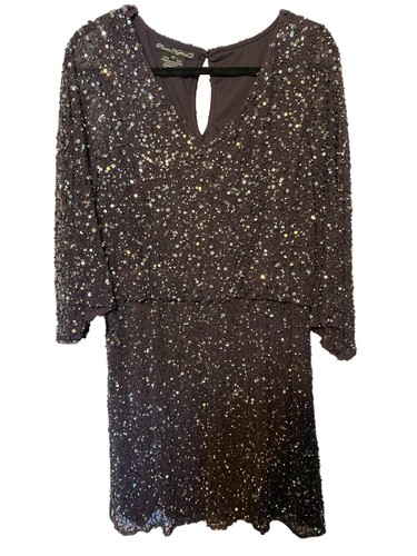 beaded v-neck cocktail dress pisarro nights Low Back Short Beaded V-Neck Party Dress main image 1