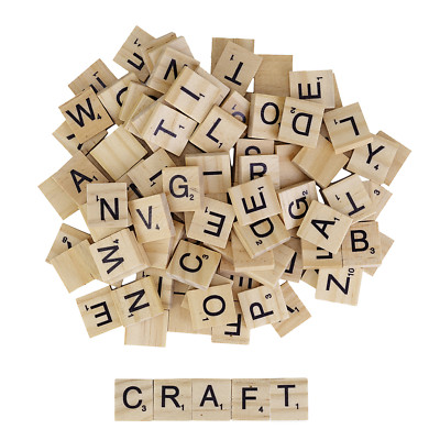 100 Stück Holz Buchstaben Spielsteine Basteln Spiel Buchstaben Figuren Naturholz A-Z + Rohlinge