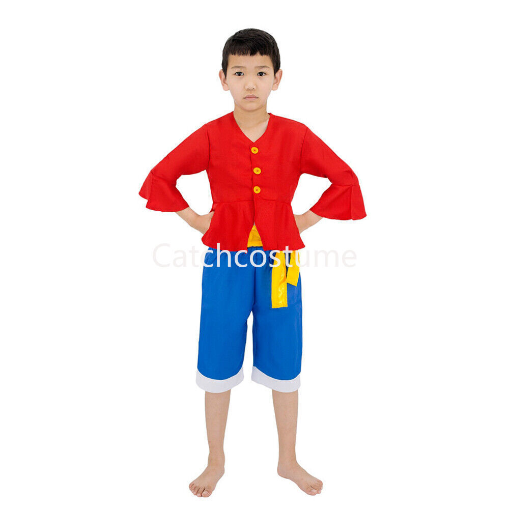 One Piece Monkey D Luffy Cosplay Costume with Hat Book Week