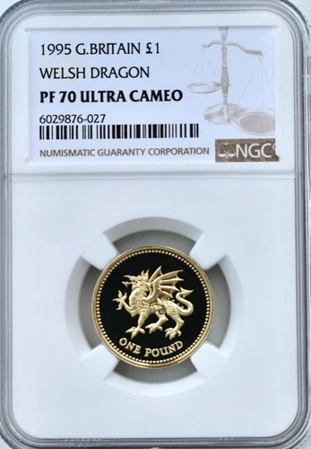 1995 £1 Welsh Dragon One Pound Proof NGC PR70 Great Britain