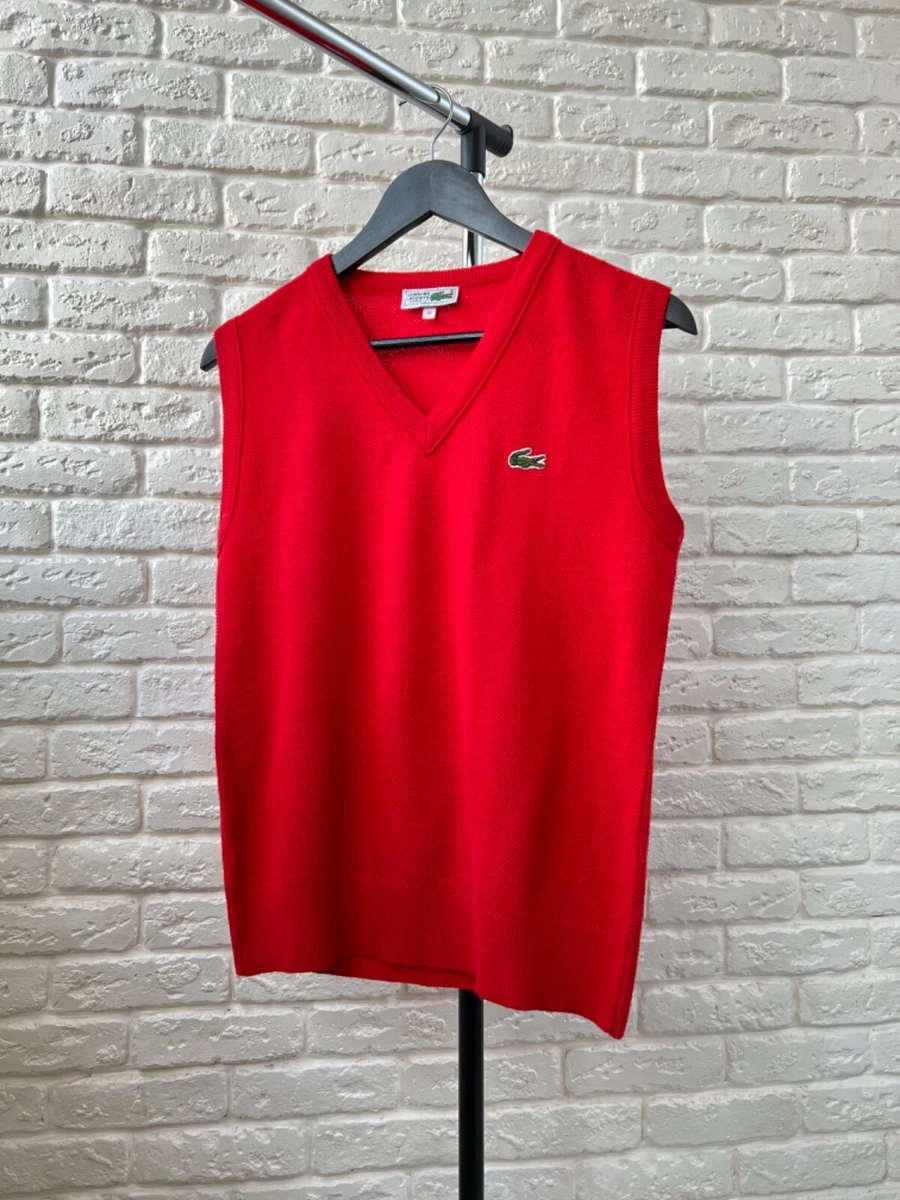 Lacoste Chemise Vintage Vest Sweater Red Women s Size 16