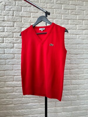 Lacoste Chemise Vintage Vest Sweater Red Women's Size 16