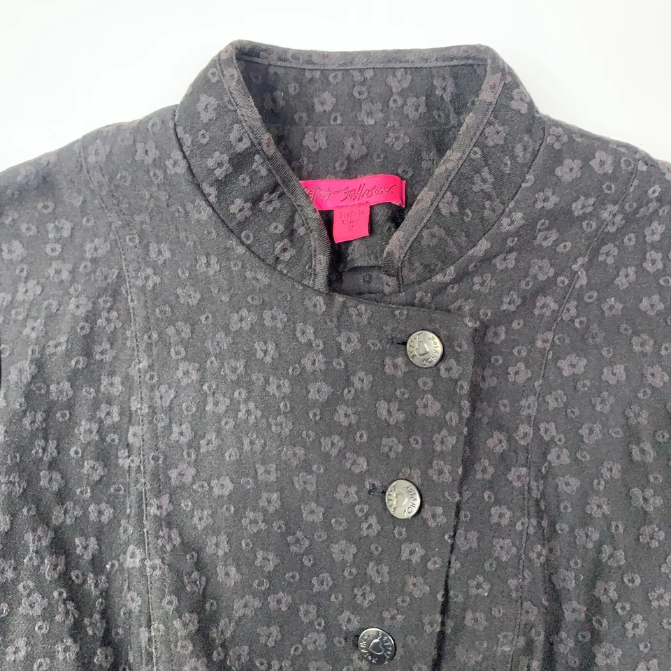 Chaqueta con botones BETSEY JOHNSON patrón de flores corsé espalda negra para mujer talla 2 Foto 2 de 4