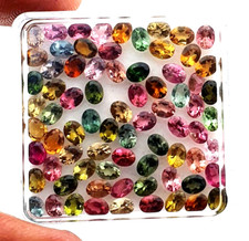 Natural Multi Tourmaline Oval Cut Loose Gemstone Lot 52 Pcs 3.50 4 MM 10 CT