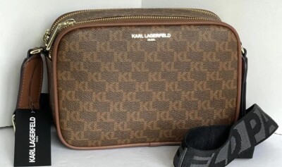 Karl Lagerfeld Maybelle Crossbody Camera Bag Womens Brown Logo
