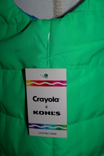 NWT Crayola Collaborations Reversible Puffer Vest- Blarney Blue/Green L(14/16) - Picture 18 of 21