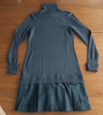 Vestido Suéter Soft Surroundings CHOLE Talla XS Mezcla Angora Cuello Alto Gris