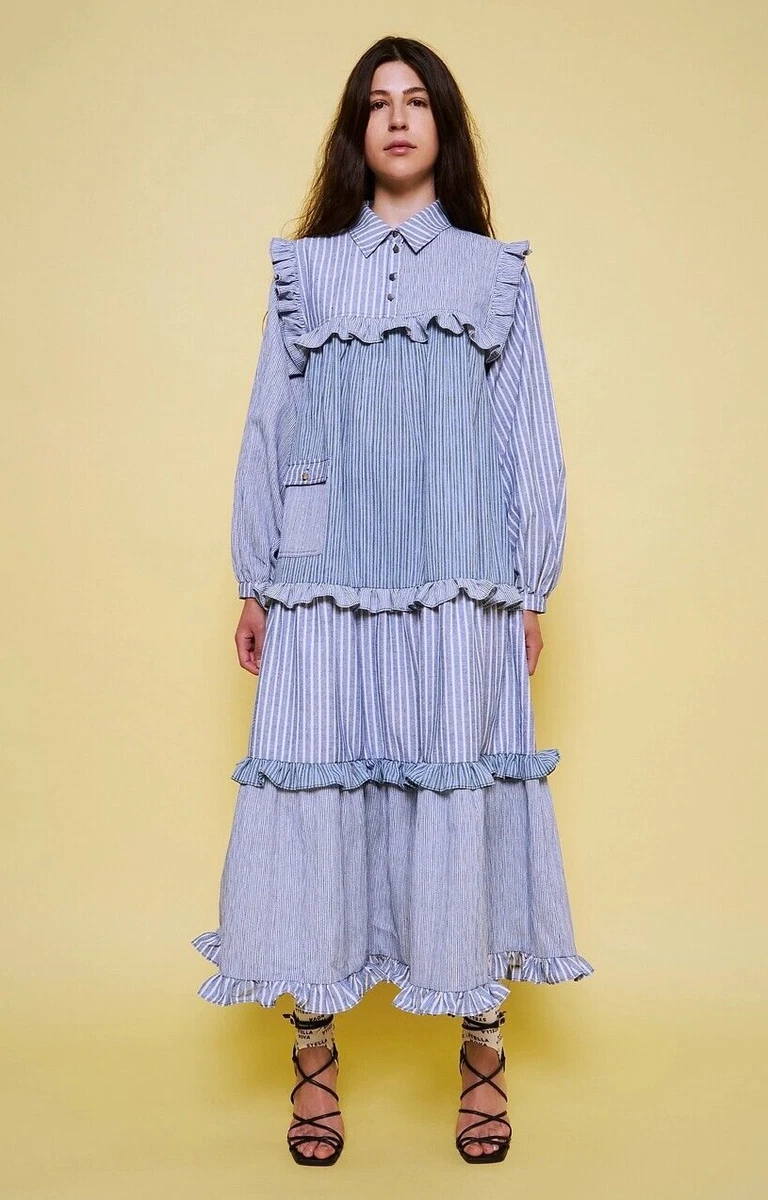Linen top frill dress