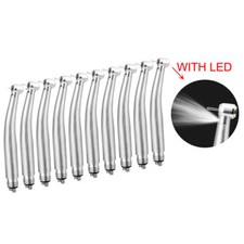 10x Dental High Speed Handpiece Fiber Optic LED Air Turbine 4 Hole Push Button