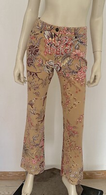 Etro Damen Jeans Blumenmuster Beige Hellbraun Denim Vintage Italian Style GR ...