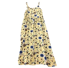 Sostanza Womens Maxi Dress Sz XL Yellow Floral Scoop Neck Sleeveless NWOT