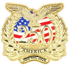 America 250th Anniversary Gold 3-D Pin #3 - Limited 2,026 - 1.5"