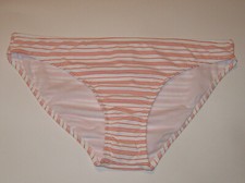 Xhilaration Cheeky Bikini Swim Bottoms Size XL White Red Striped NWT