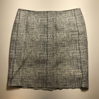 Katherine Barclay Womens Black White Cotton Straight 20'' Essentials Skirt Sz 10