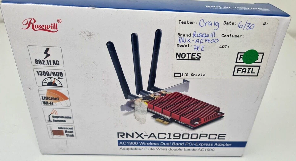 Rosewill AC1900 Wireless WiFi Dual Band PCI Express PCIe Adapter AC1900PCE OEM - Image 2 of 4