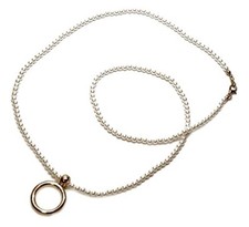 Giorgio Fedon White Pearls Eyeglass Chain with Gold Loop 27.5" Designer