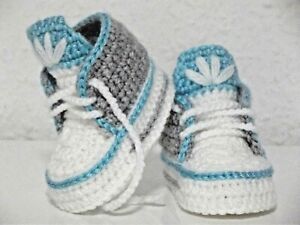 Baby Schuhe Krabbelschuhe Handarbeit Gestrickt 11 Cm Junge Babyschuhe Neu Ebay