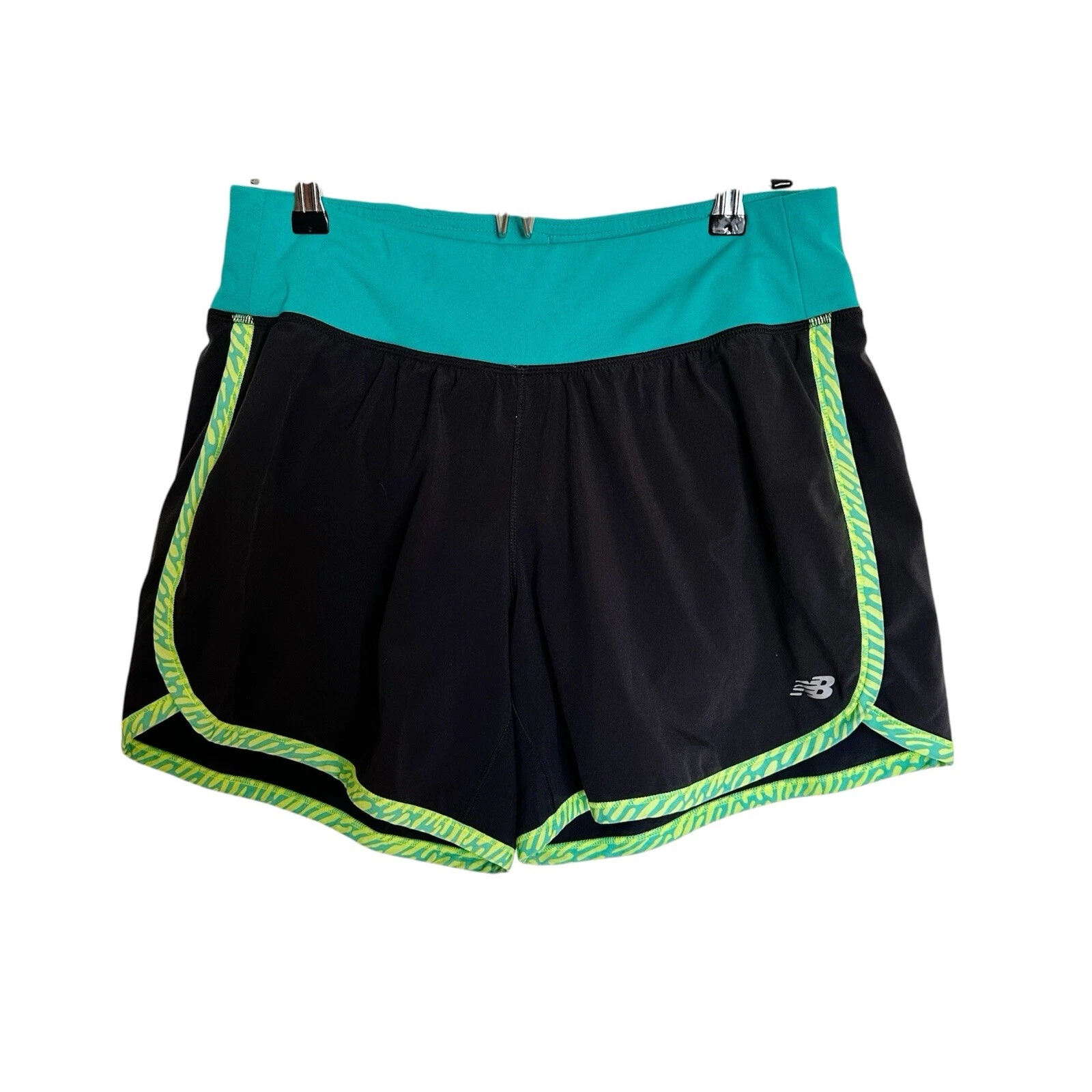 NB New Balance Pantaloncini Donna 2 in 1 Running Sportivi Nero Teal Taglia Media