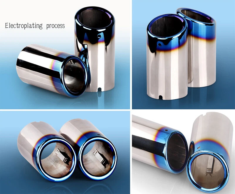 Tubo de escape azul titanio silenciador tubo de escape punta para Audi A1 2011-2014 12 13 Foto 4 de 4