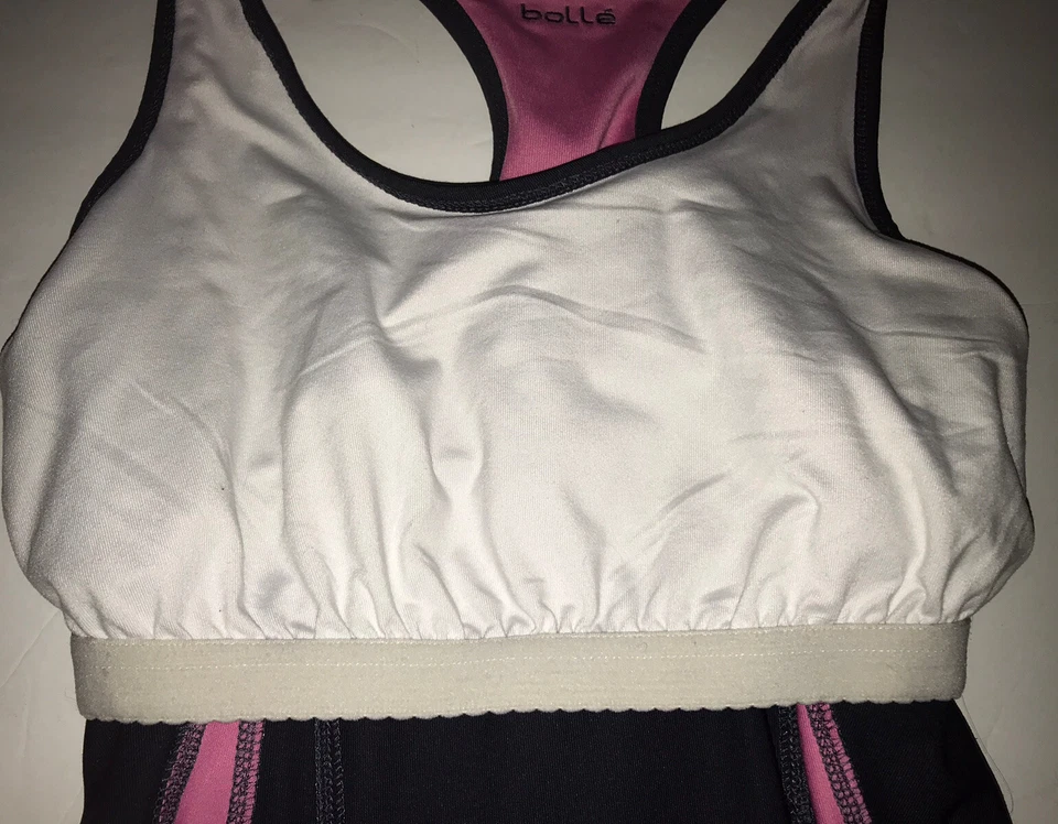 Vestido Tenis Bolle Rosa y Gris Oscuro Espalda Corredora Estante Sujetador Elastizado Sin Mangas Pequeño Foto 4 de 4