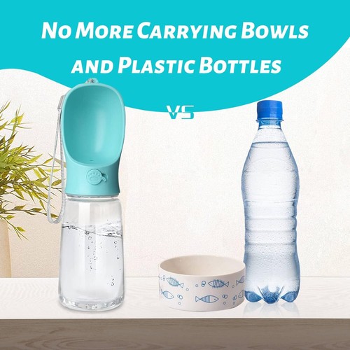 19oz Leak-Proof Dog Portable Puppy Water Bottle with Feeder - Food Grade Plastic - Picture 16 of 21