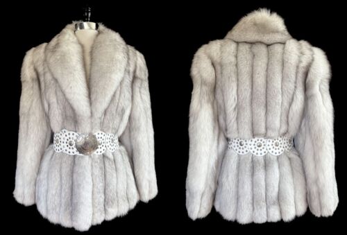Norwegian FOX Fur Coat, Ivory Bridal Bolero Jacket, Brown White Winter Wedding - Picture 3 of 10