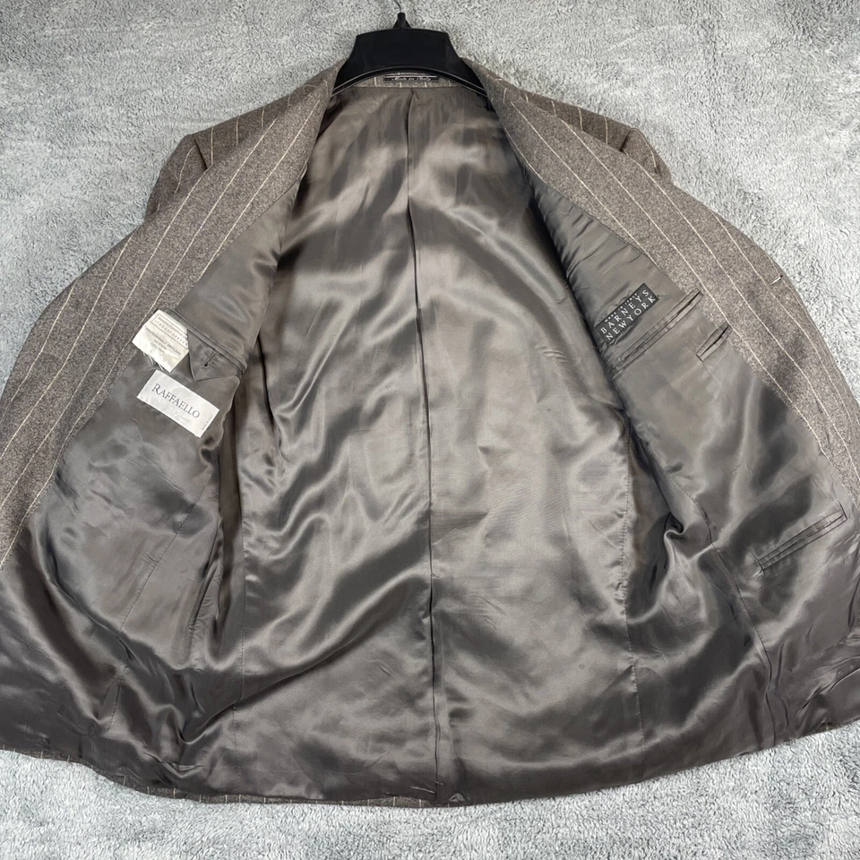 Blazer De Colección Raffaello Hombres 42R Gris Lana Cachemira Angora Pin Rayas 3 Botones Italia Foto 2 de 4