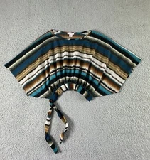 Wet Seal Y2K Vintage Women's Knit Top Size XS  Wide Arms Blue/Brown /Green/White