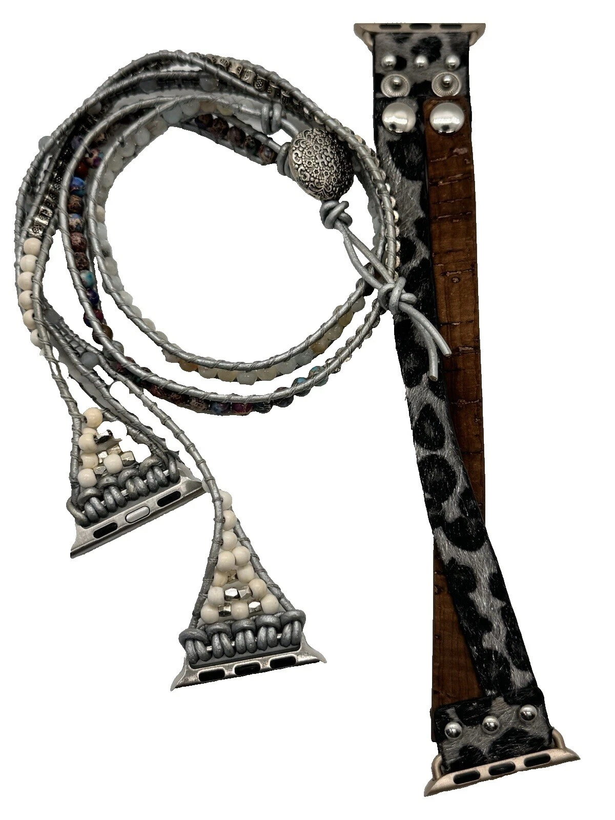 Apple Two-Piece Strap Faux Leather Wristwatch Bands