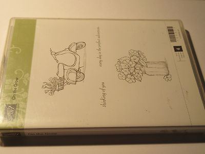 Stampin Up ''On the Grow'' Rubber Stamp Set, Flowers, Motor Bike