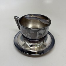 Silver Plate Mustache Cup & Saucer JL Herrmann