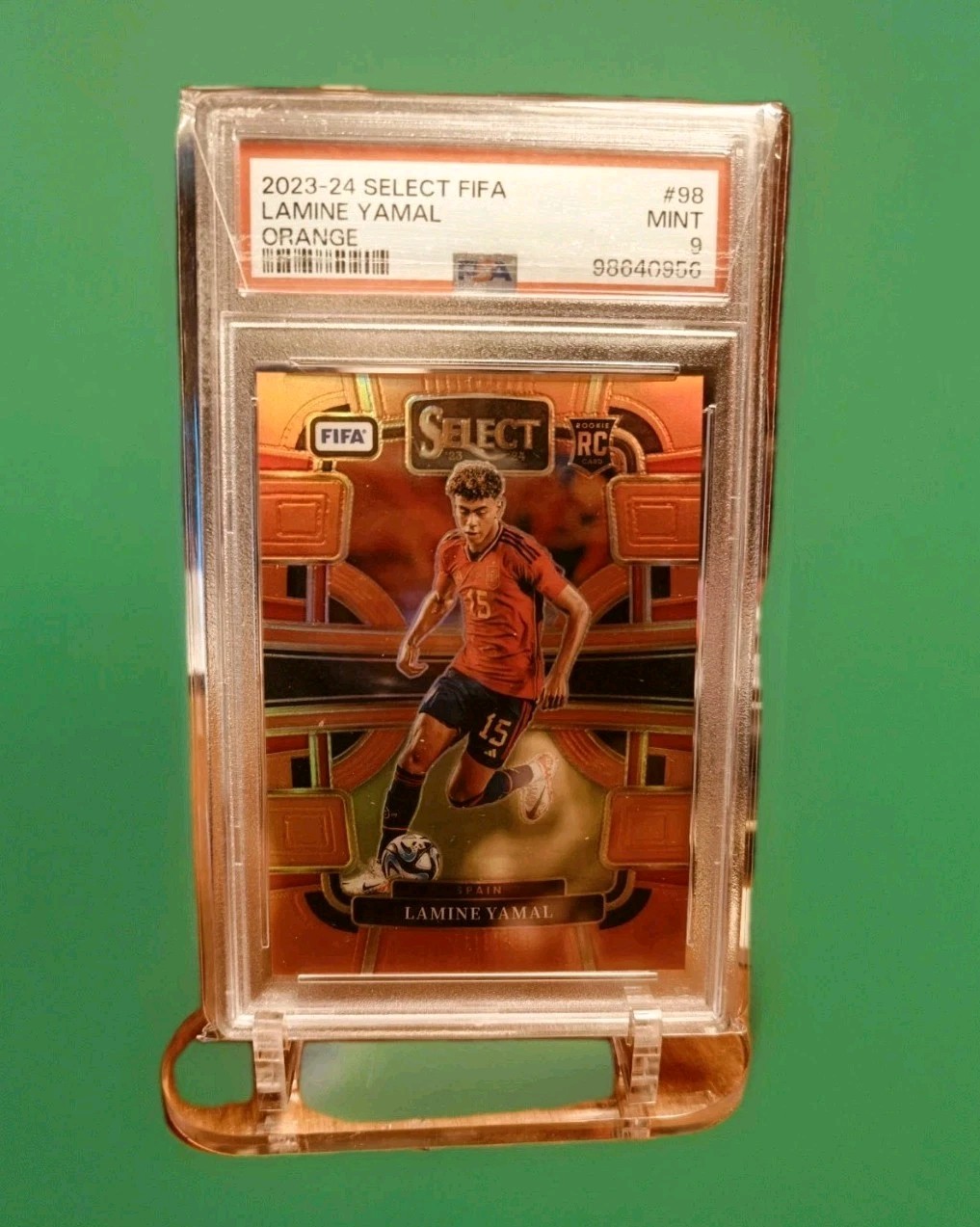 Panini 2023-24 Select FIFA Lamine Yamal Terrace Orange Prizm /49 RC PSA 9 #98