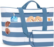 Extra Large Beach Bags Waterproof Sandproof XL Beach Tote Bag for Women Zippe...