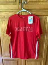 Men's Castelli T-shirt athletic NWT Medium New Red/White Cotton/Spandex biking