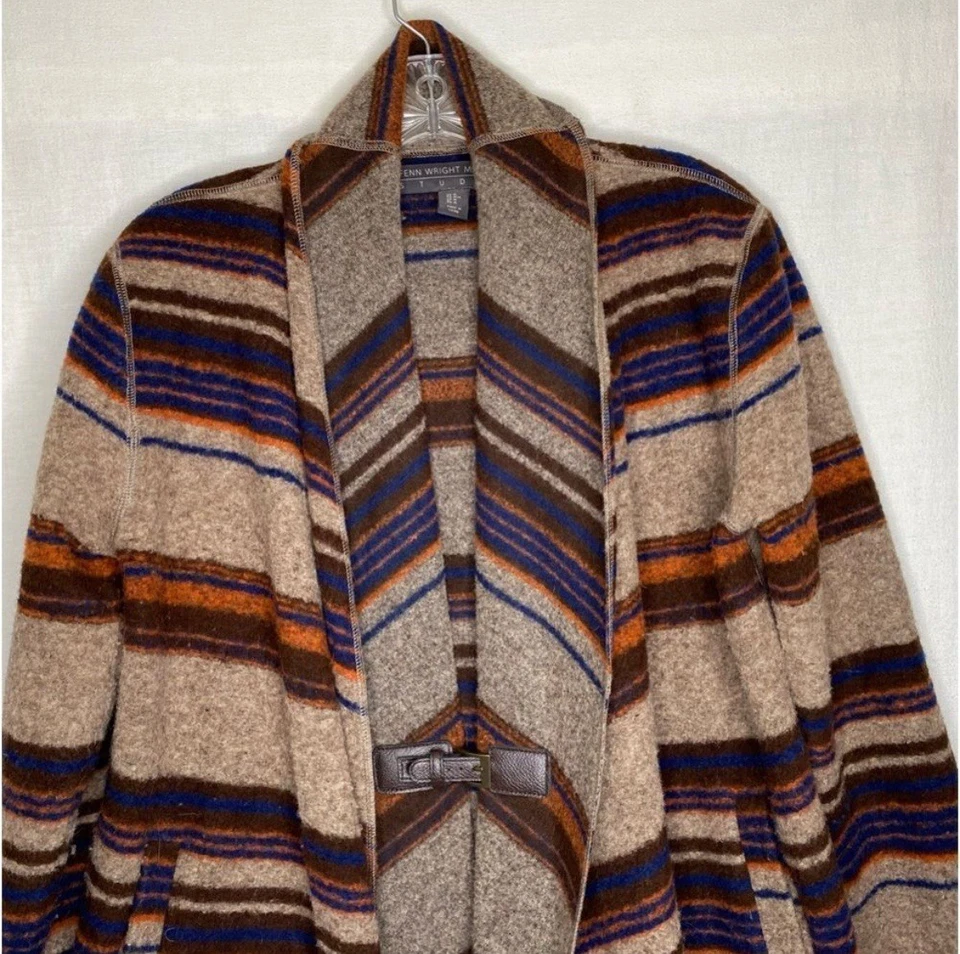 Cárdigan Fenn Wright Mason para mujer M rayas lana Serape manta hebilla suroeste Foto 3 de 4