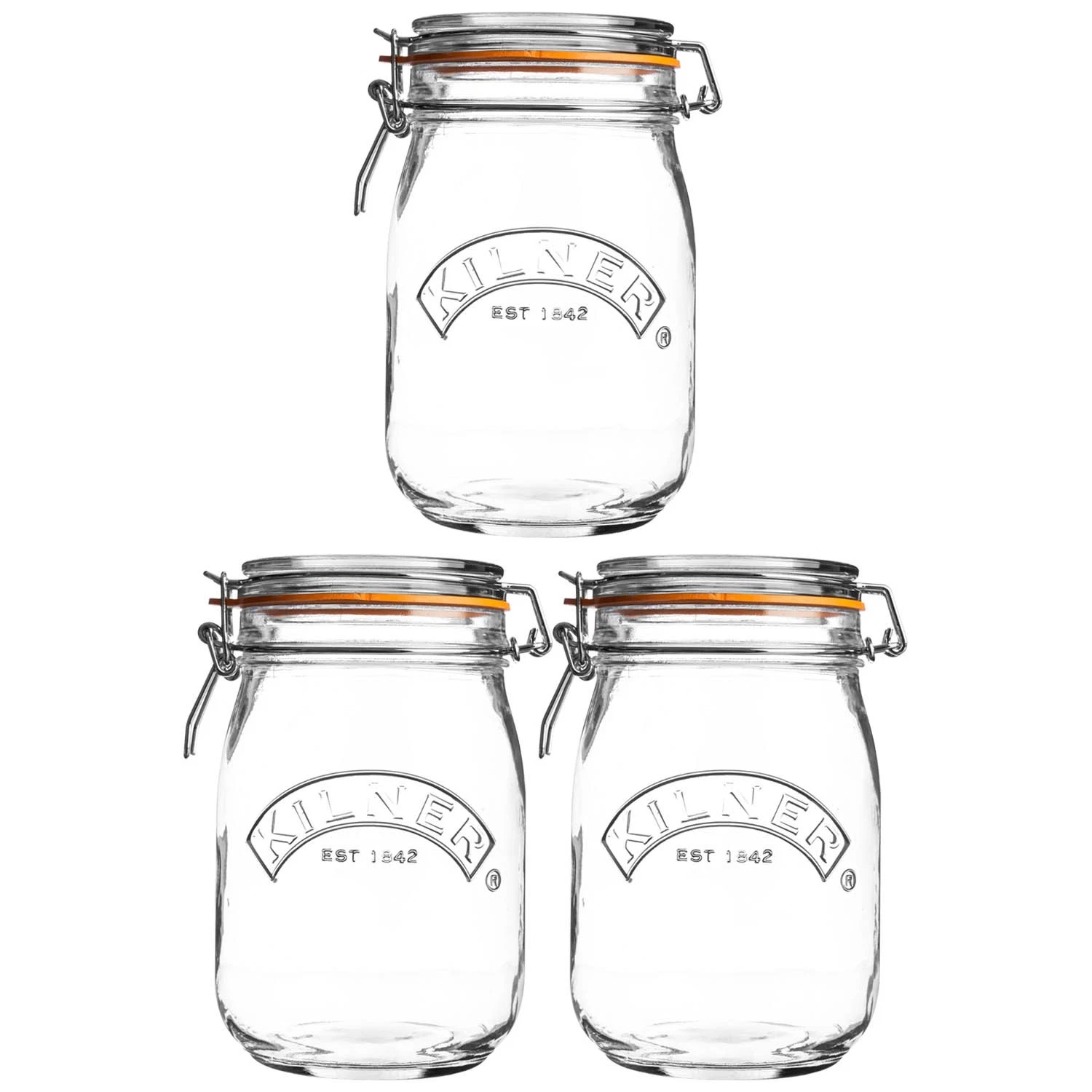 Kilner 3pcs 1 Litre Vintage Glass Clip Top Airtight Preserve Jar Food Storage