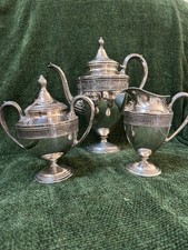 International  WEDGEWoOD  Sterling Silver  3 pc. Tea Set, estate condition.